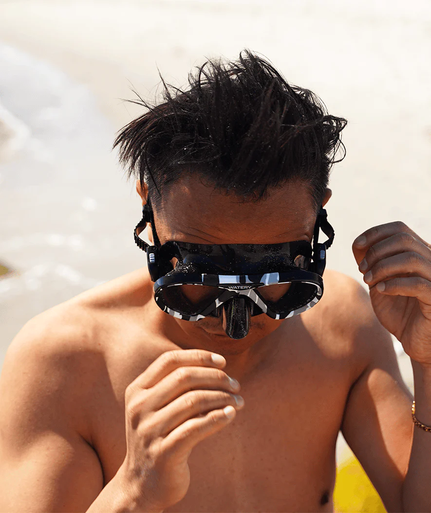 Watery Combo snorkel set for adults (from 15 years) - Rudder Camo/Itzel - Black - Image 4