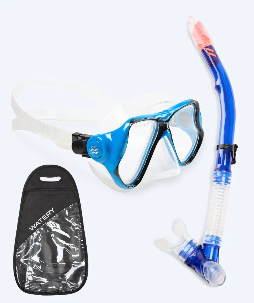 Watery Combo snorkel set for adults - Hudson Semi-Dry - Blue - Image 12