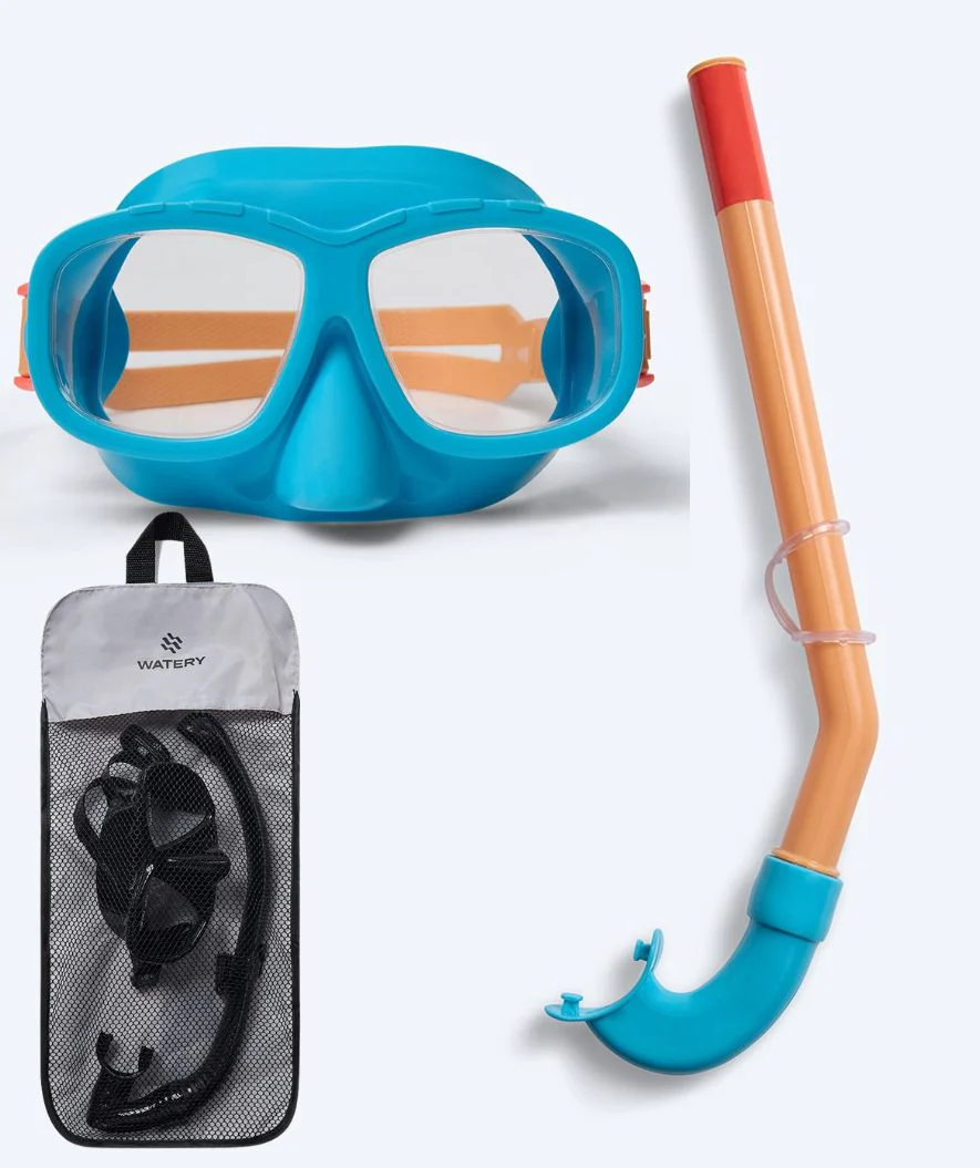 Watery Combo snorkel set for kids (4-10) - Wyre - Blue/orange - Image 12
