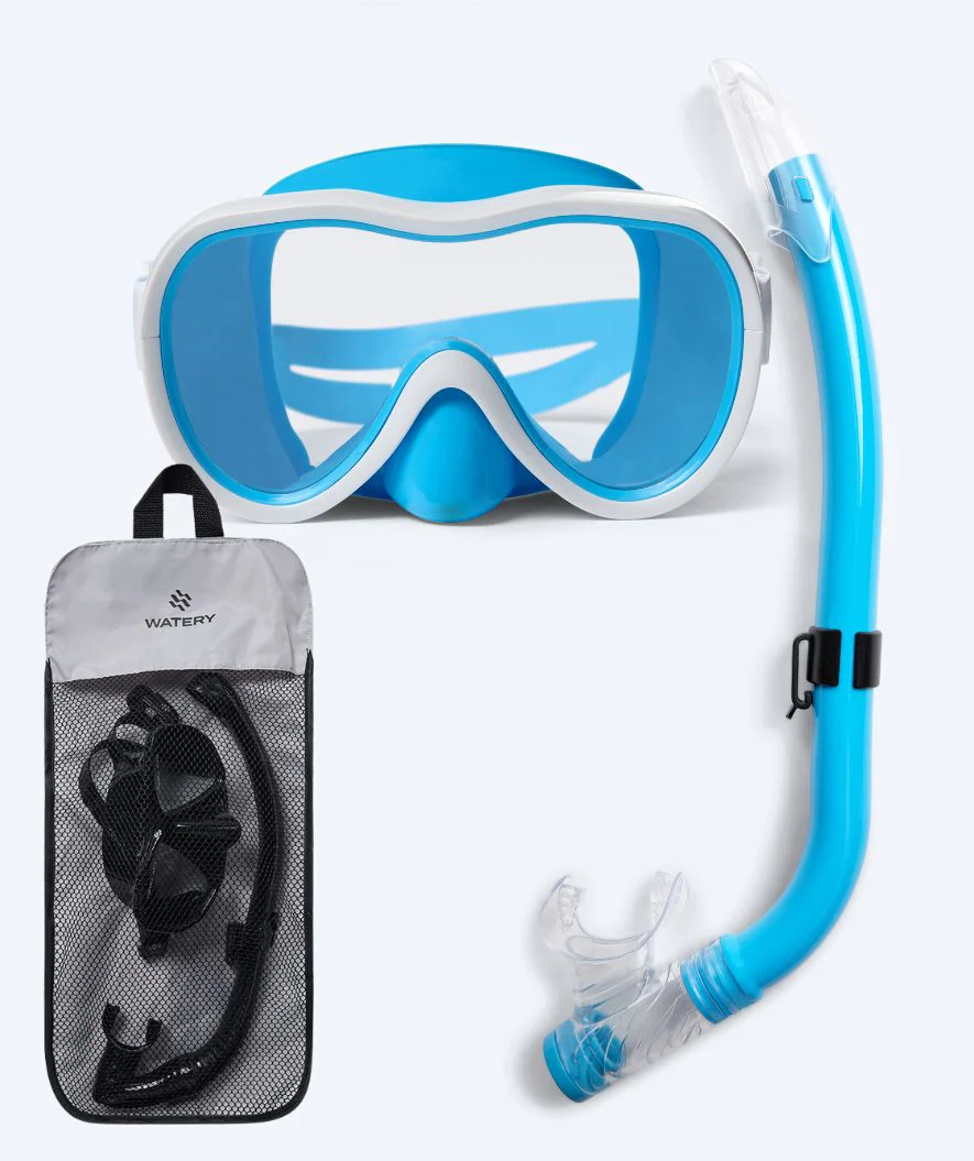 Watery Combo snorkel set for junior (8-15) - Odine - Blue/white - Image 13