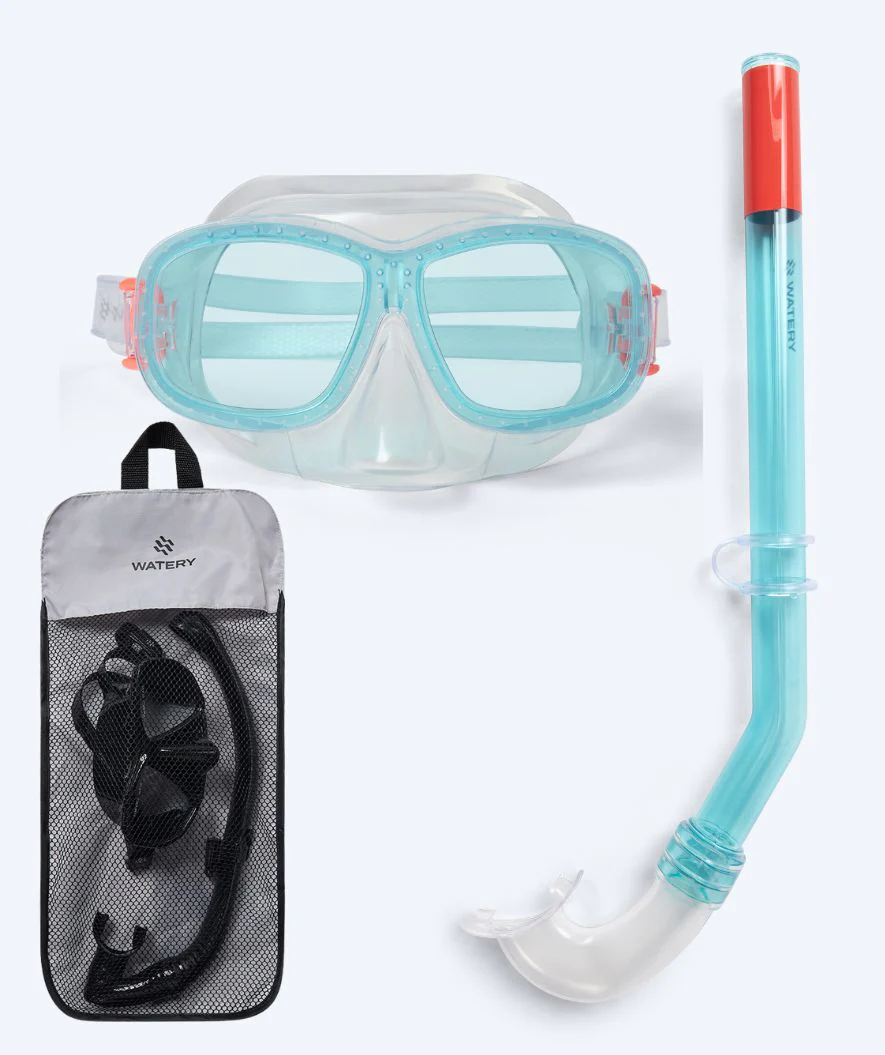 Watery Combo snorkel set for kids (4-10) - Wyre - White/blue - Image 12