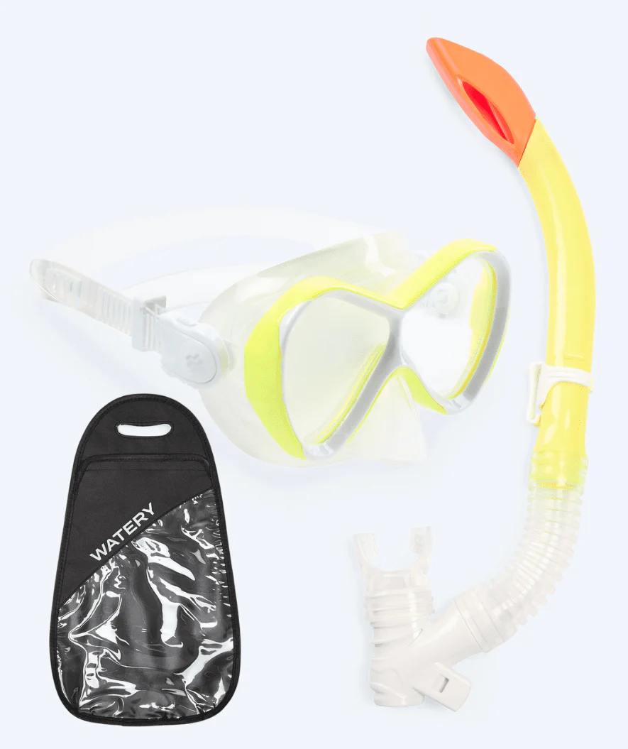 Watery Combo snorkel set for kids - Triton Semi-dry - Yellow - Image 9