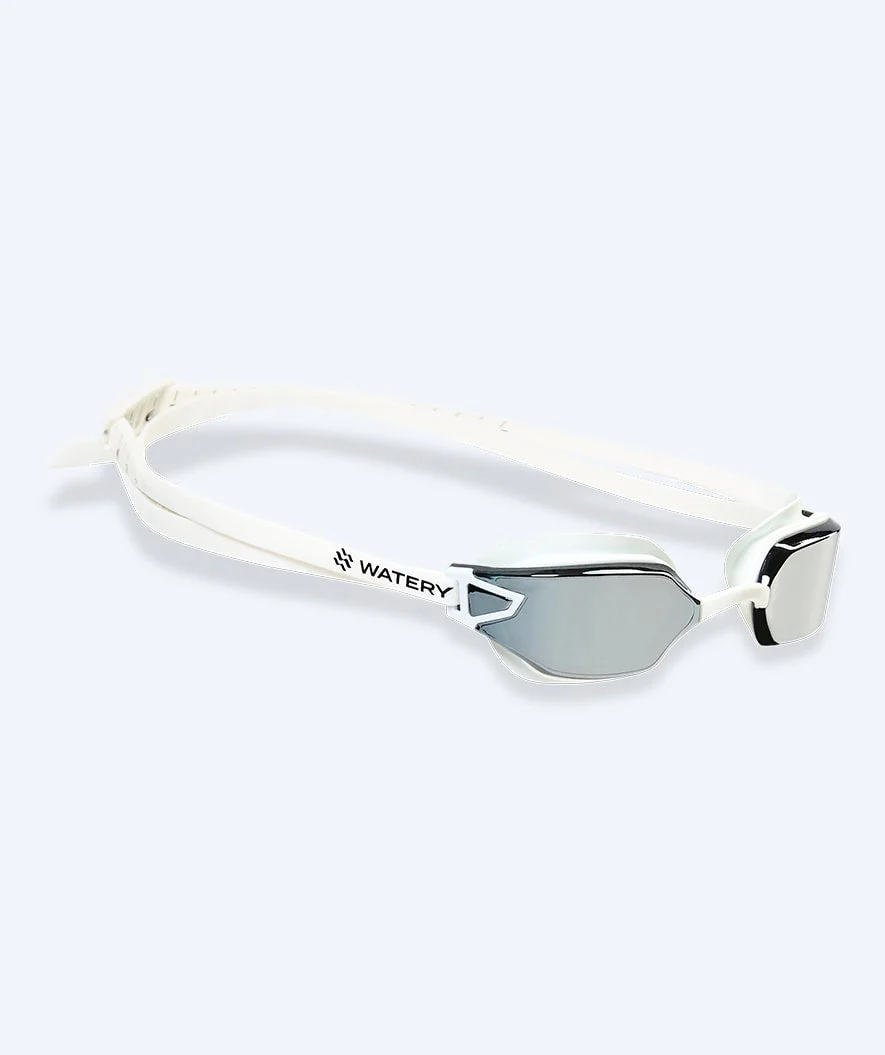Watery racing swimming goggles for kids - Power Lane - White/silver