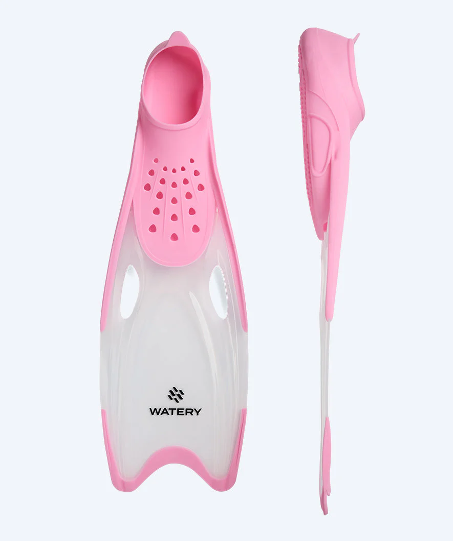 Watery diving fins for junior (34-37) - Rilian - Light pink/white