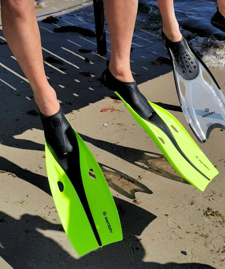 Watery diving fins for junior/adults (33-46) - Breeve Longtail - Black/white - Image 6