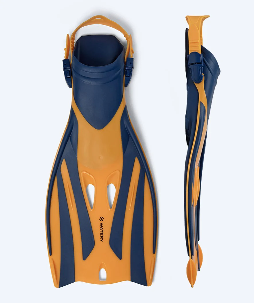 Watery diving fins for adults - Shack - Dark blue/orange