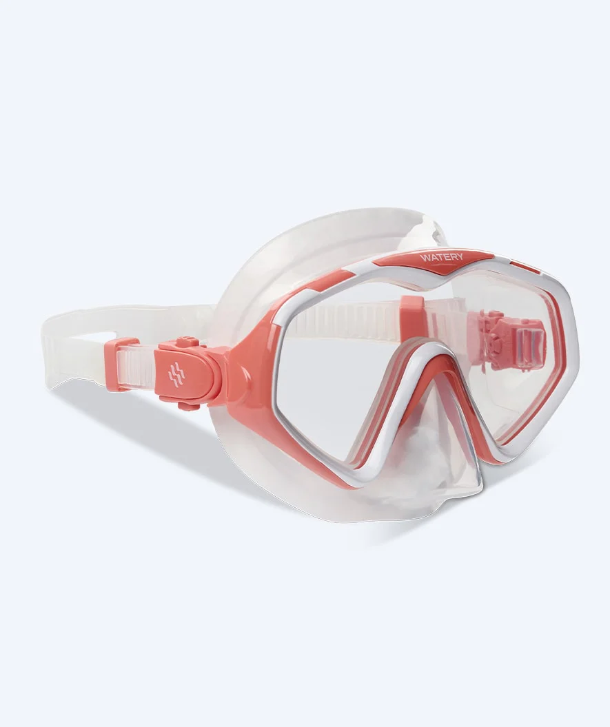 Watery diving mask for adults (from 15 years) - Leach Pro - White/light pink - Image 2