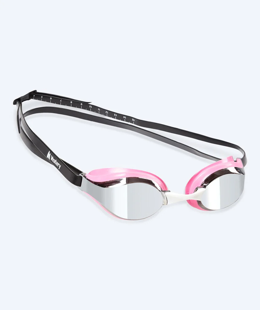 Watery Elite swimming goggles - Poseidon Mirror - Pink/silver