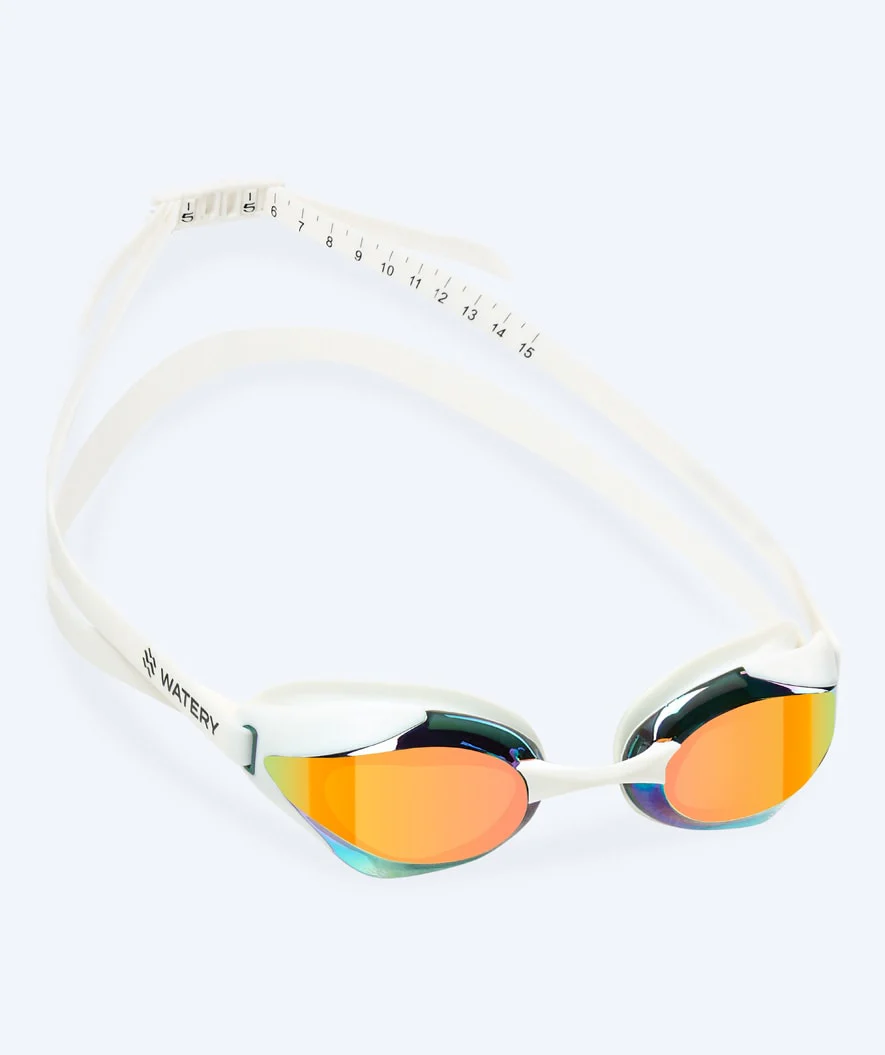 Watery Elite swimming goggles - Poseidon Ultra Mirror - White/gold