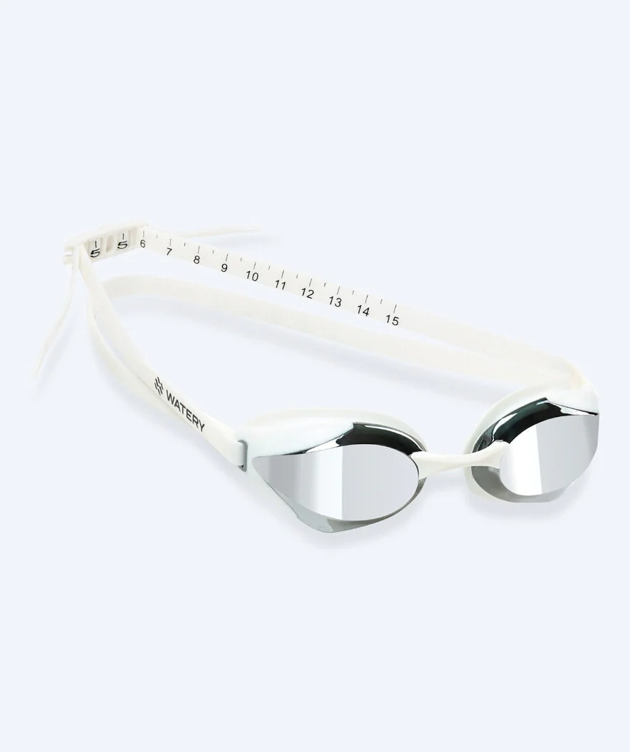 Watery Elite swimming goggles - Poseidon Ultra Mirror - White/silver