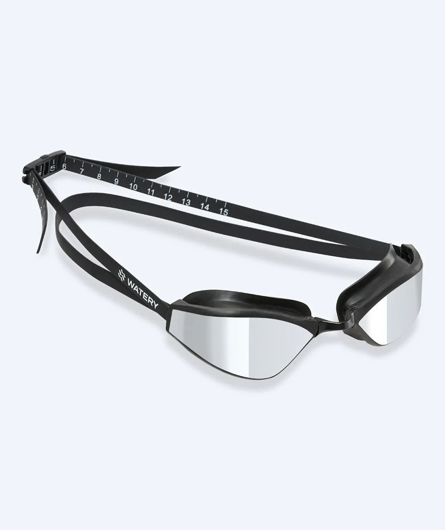 Watery Elite swimming goggles - Storm Racer Mirror - Black/silver