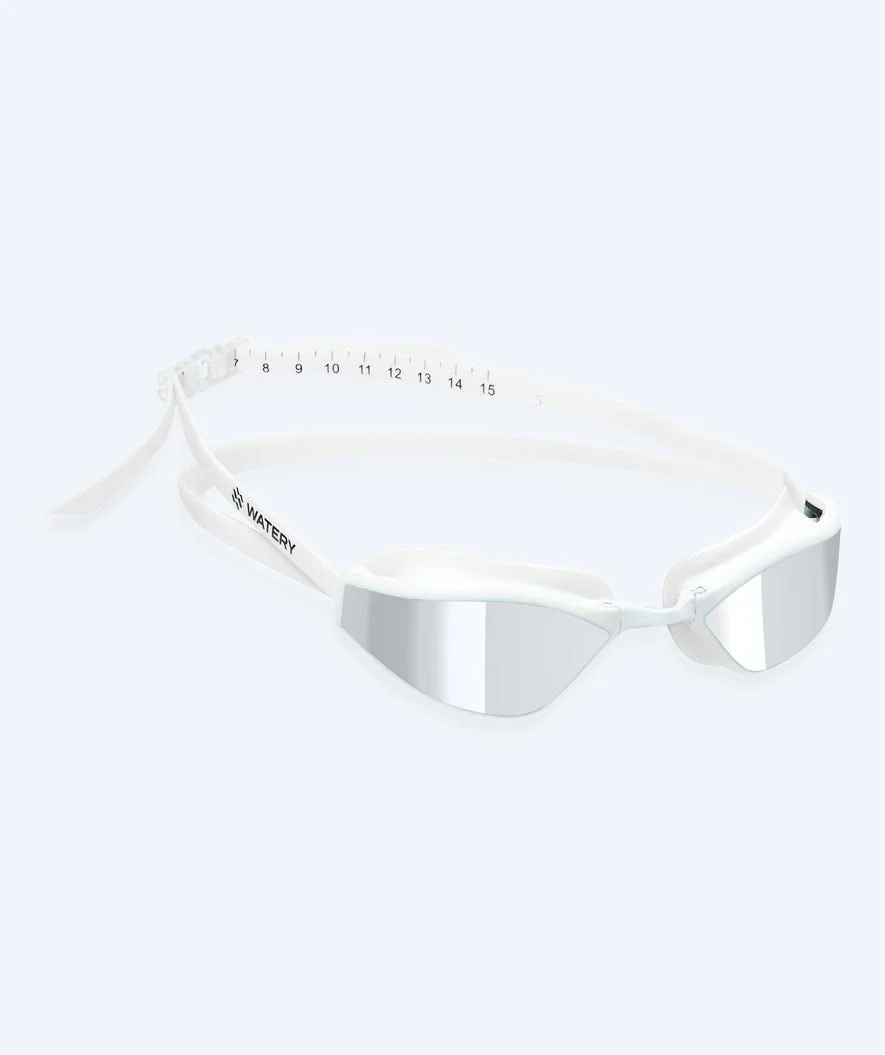 Watery Elite swimming goggles - Storm Racer Mirror - White/silver