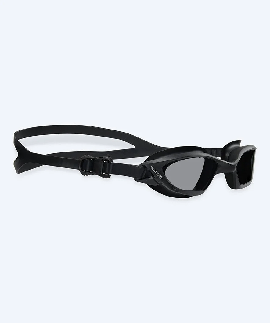 Watery training swimming goggles - Saunton - Black (Smoke lens)