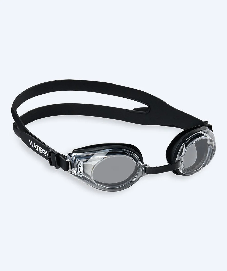 Watery farsighted swimming goggles with prescription for adults - (+2.0) – (+4.5) - Ridley - Black