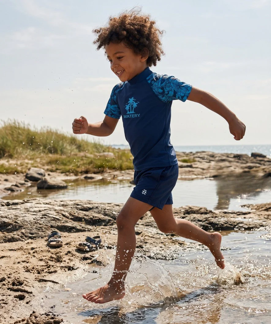 Watery UV-shirt for kids - Katsu Short Sleeve Rashguard - Blue/dark blue - Image 5
