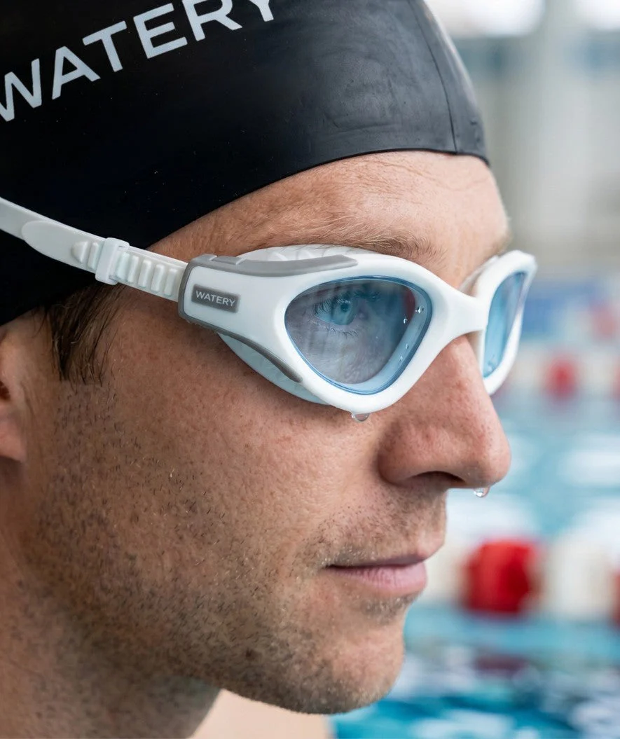 Watery training swimming goggles - Kelvin Active - White/light blue - Image 4