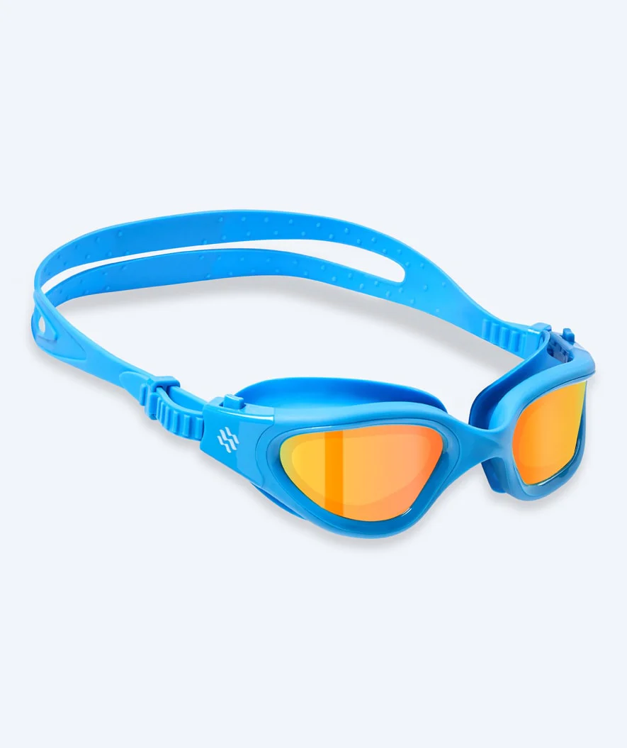Watery training swimming goggles - Raven Mirror - Light blue/gold