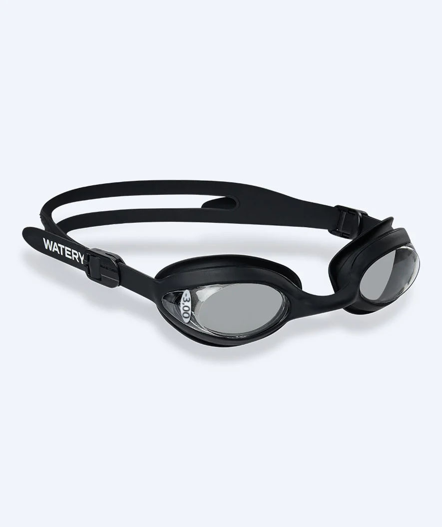 Watery nearsighted swimming goggles with prescription for adults - (-1.5) – (-8.0) - Matira - Black