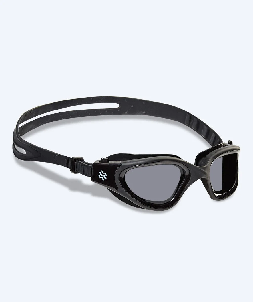 Watery nearsighted swimming goggles with prescription for adults - (-2.0) – (-6.0) - Raven Active - Black (Smoke lens)