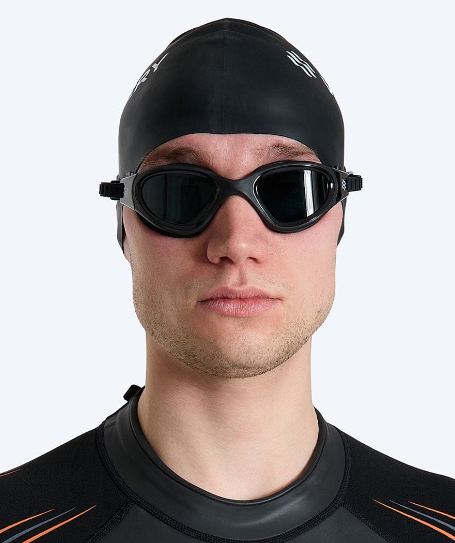 Watery nearsighted swimming goggles with prescription for adults - (-2.0) – (-6.0) - Raven Active - Black (Smoke lens) - Image 2