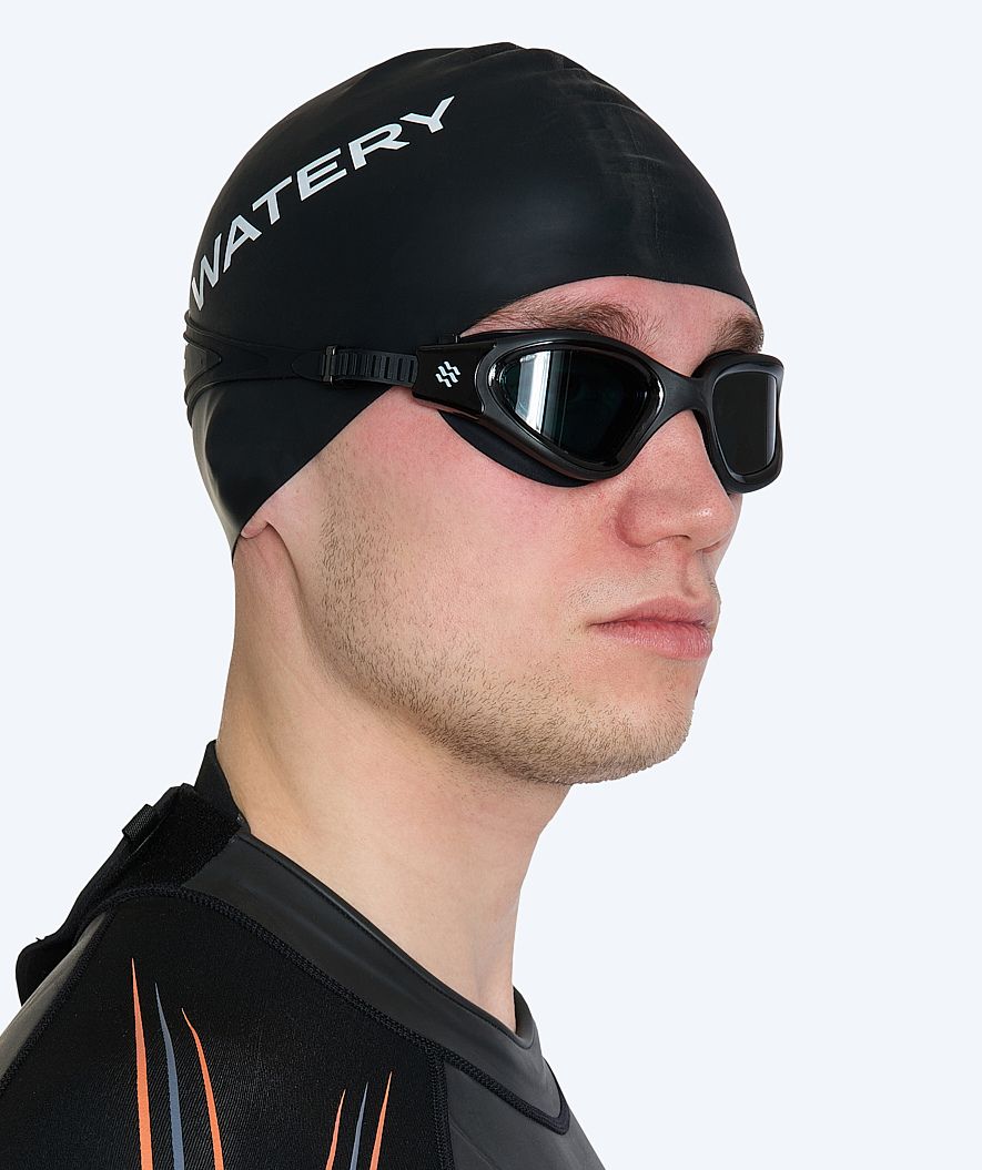 Watery nearsighted swimming goggles with prescription for adults - (-2.0) – (-6.0) - Raven Active - Black (Smoke lens) - Image 4