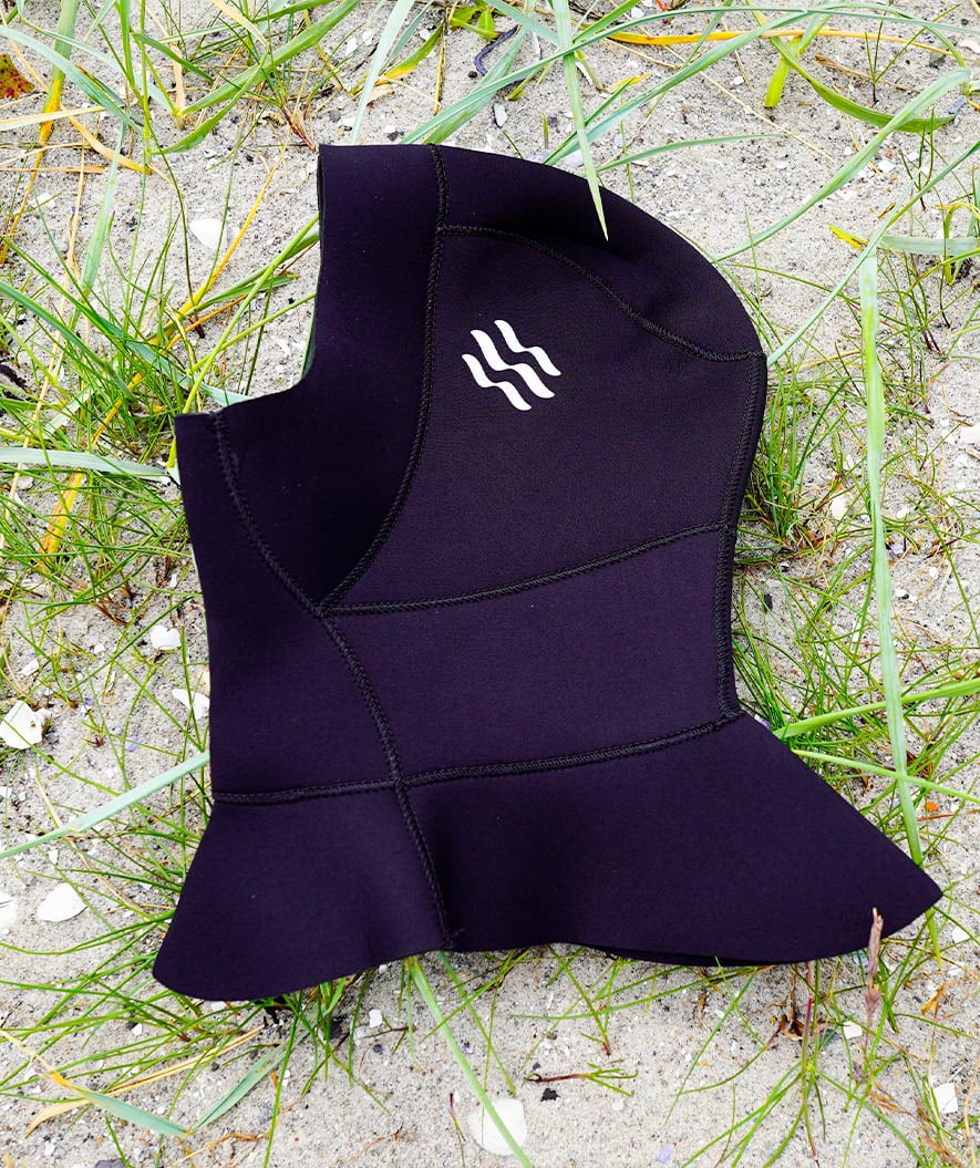 Watery neoprene hood with neck - Hedgehog (3mm) - Black - Image 4