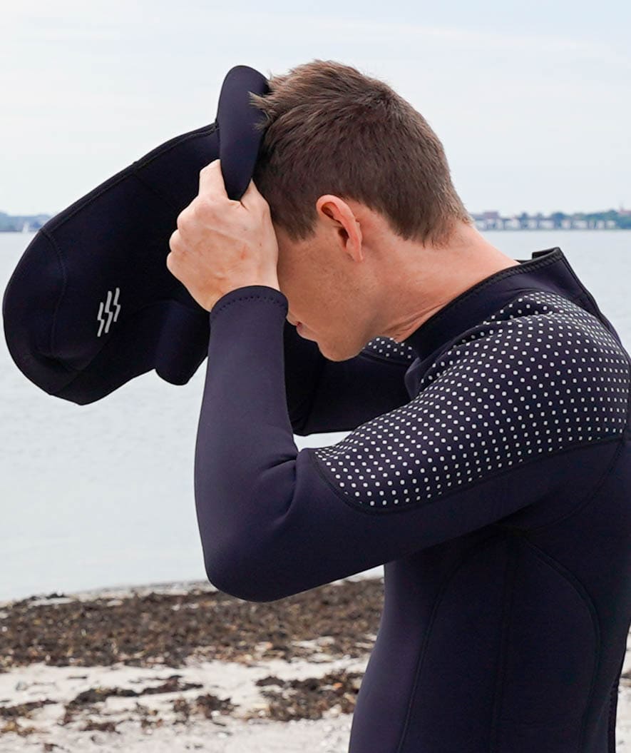 Watery neoprene hood with neck - Hedgehog (3mm) - Black - Image 6