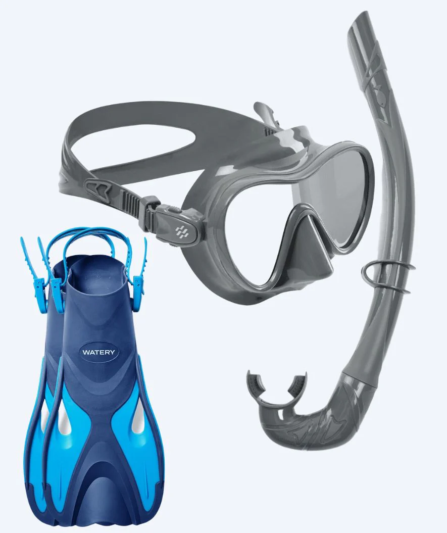 Watery snorkel set for adults - Fisher/Cliff - Blue/grey