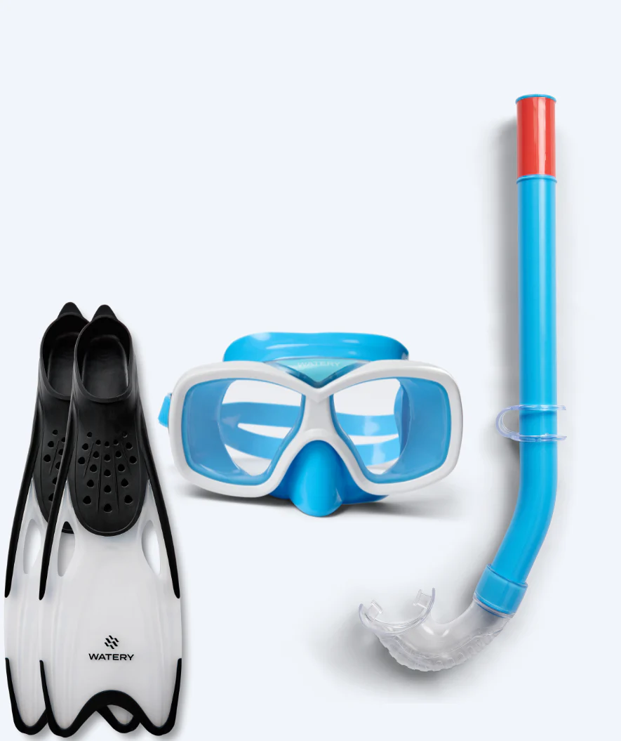 Watery snorkel set for junior (8-15) - Misu/Rilian - Blue/black