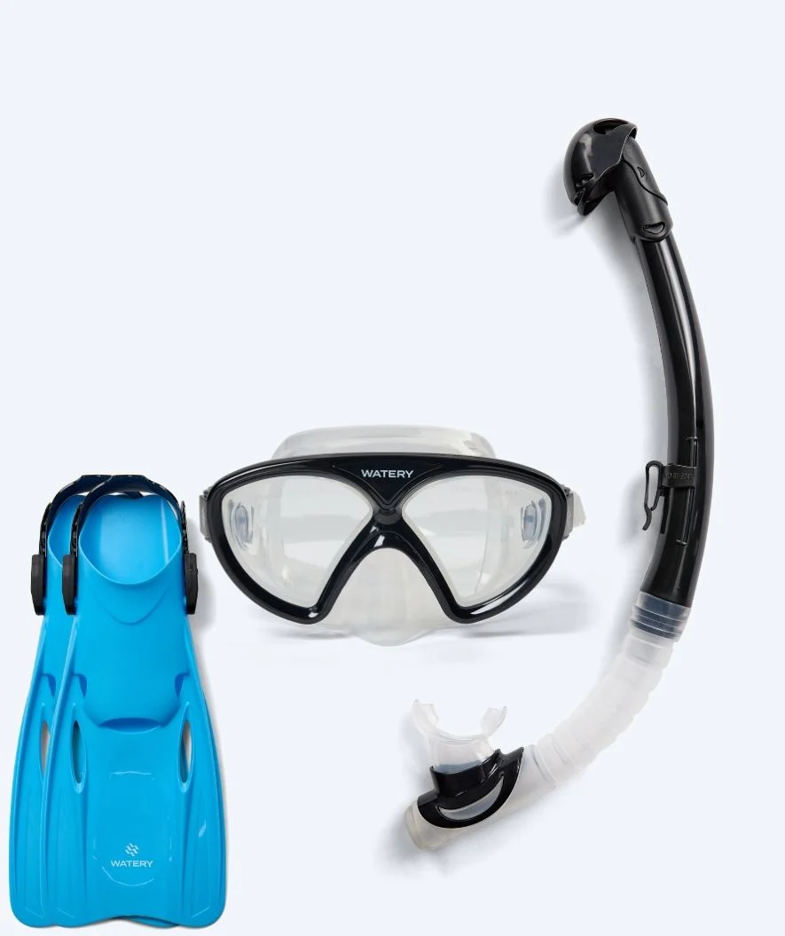 Watery snorkel set for junior (8-15) - Ohio/Fleetwood - Black/blue