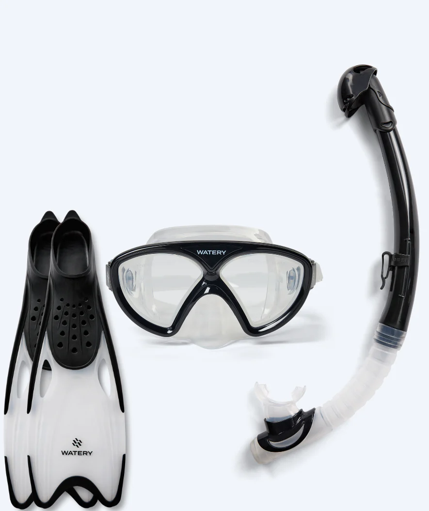 Watery snorkel set for junior (8-15) - Ohio/Rilian - Black/black