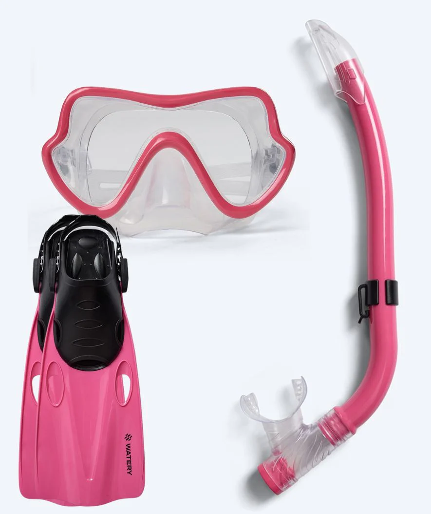 Watery snorkel set for junior (8-15) - Trigger/Masika - Red/light pink