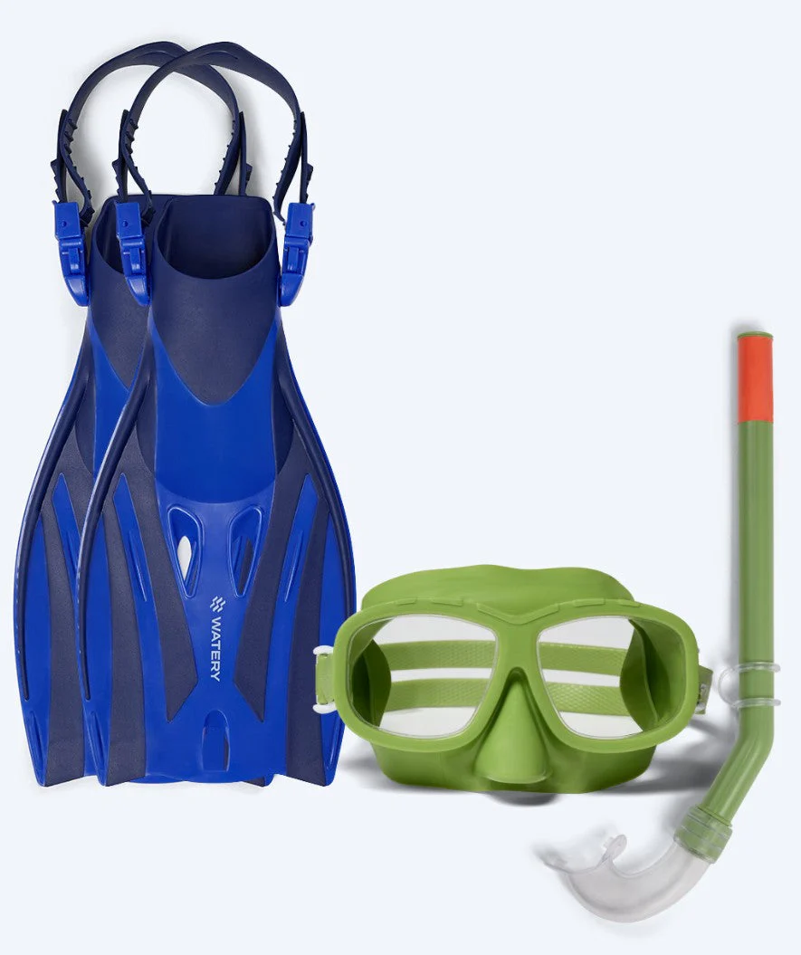Watery snorkel set for kids (4-10) - Shack/Wyre - Green/Blue