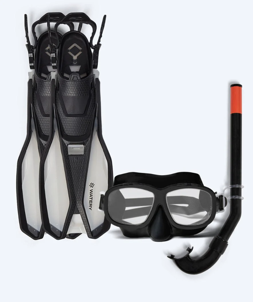 Watery snorkel set for kids (4-10) - Sunset/Wyre - Black