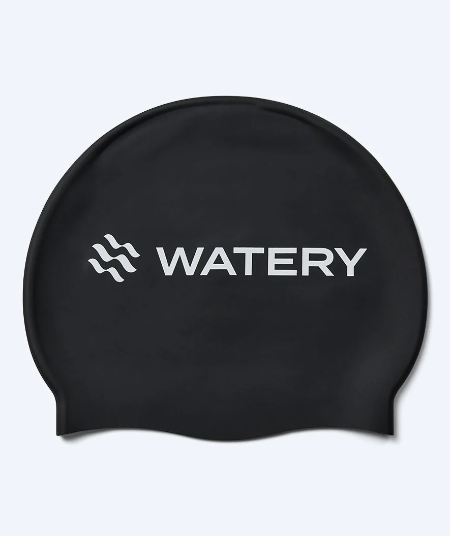 Watery swimming cap for kids (3-10) - Signature - Black