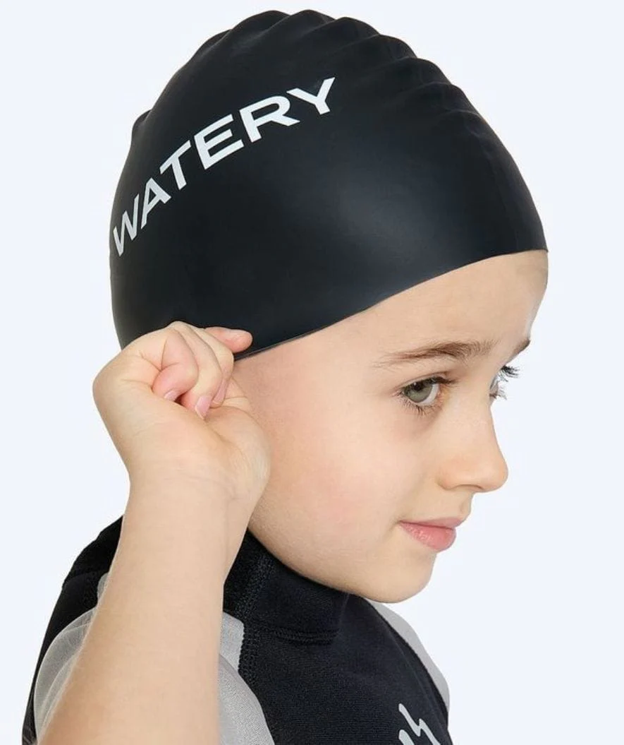 Watery swimming cap for kids (3-10) - Signature - Black - Image 5