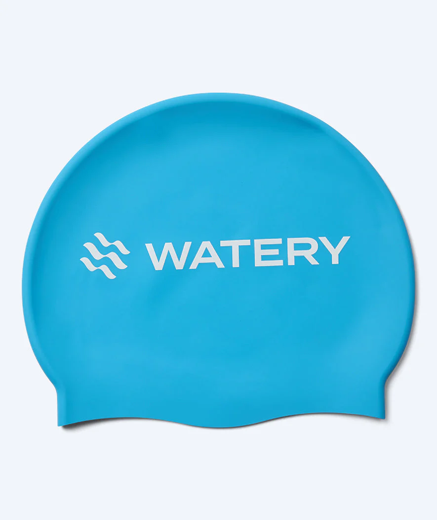 Watery swimming cap for kids (3-10) - Signature - Light blue