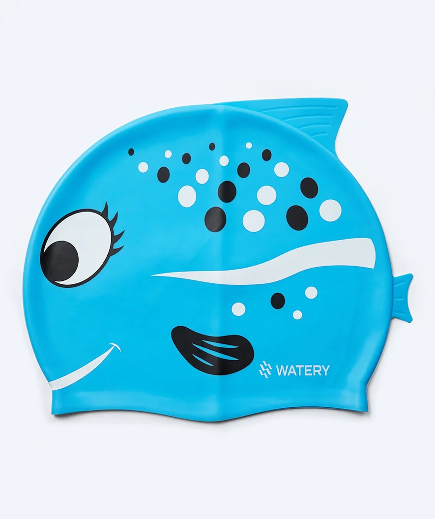 Watery swimming cap for kids - Dashers - Fish (Light blue)