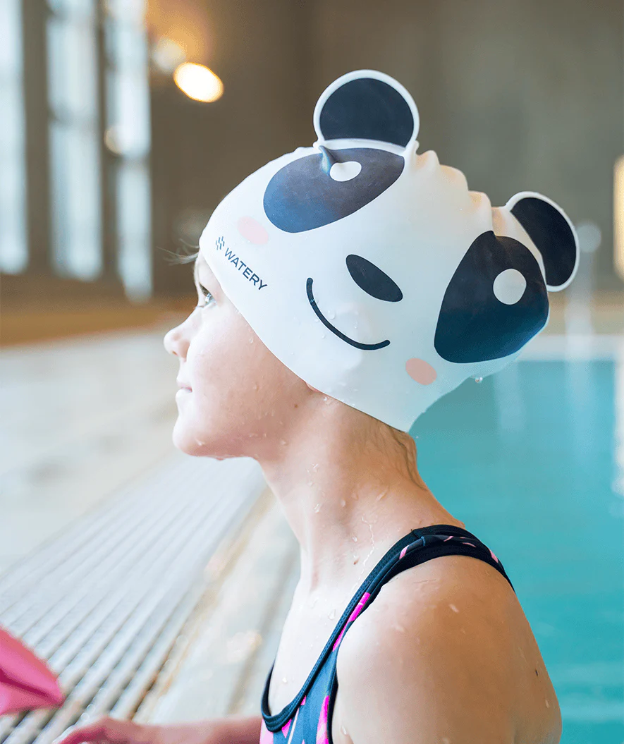 Watery swimming cap for kids - Dashers - Panda Bear (White/black) - Image 3
