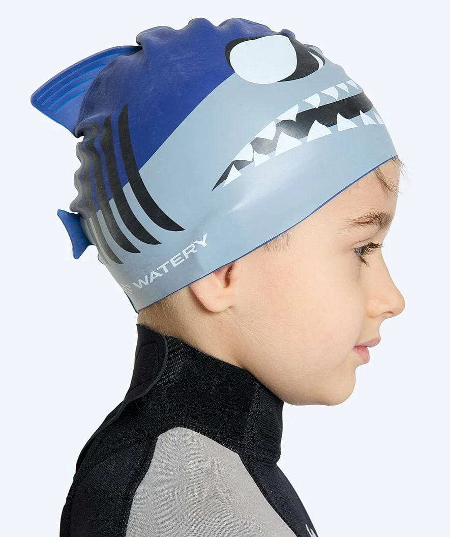 Watery swimming cap for kids - Dashers - Shark (Blue/grey) - Image 2