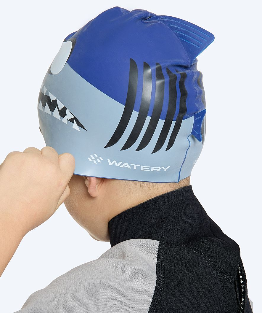 Watery swimming cap for kids - Dashers - Shark (Blue/grey) - Image 3