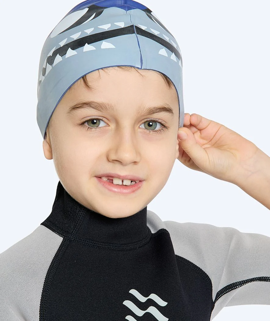 Watery swimming cap for kids - Dashers - Shark (Blue/grey) - Image 4