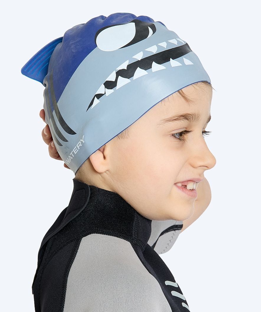 Watery swimming cap for kids - Dashers - Shark (Blue/grey) - Image 5