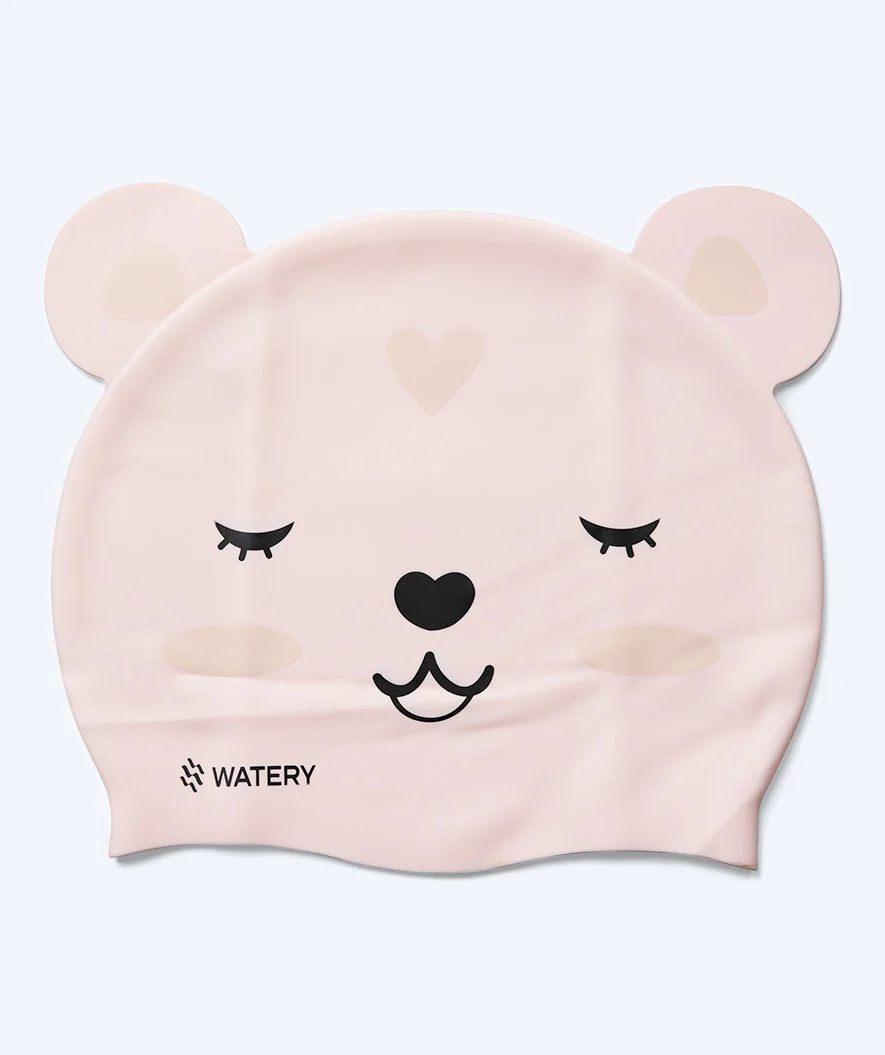 Watery swimming cap for kids - Dashers - Teddy (Light pink)