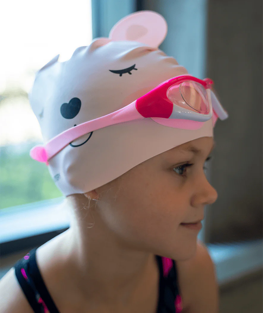 Watery swimming cap for kids - Dashers - Teddy (Light pink) - Image 3