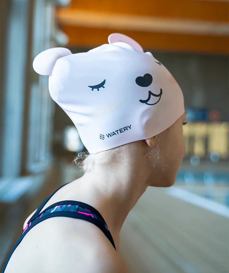 Watery swimming cap for kids - Dashers - Teddy (Light pink) - Image 4