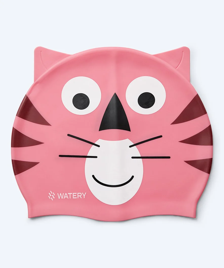 Watery swimming cap for kids - Dashers - Tiger (Light pink)