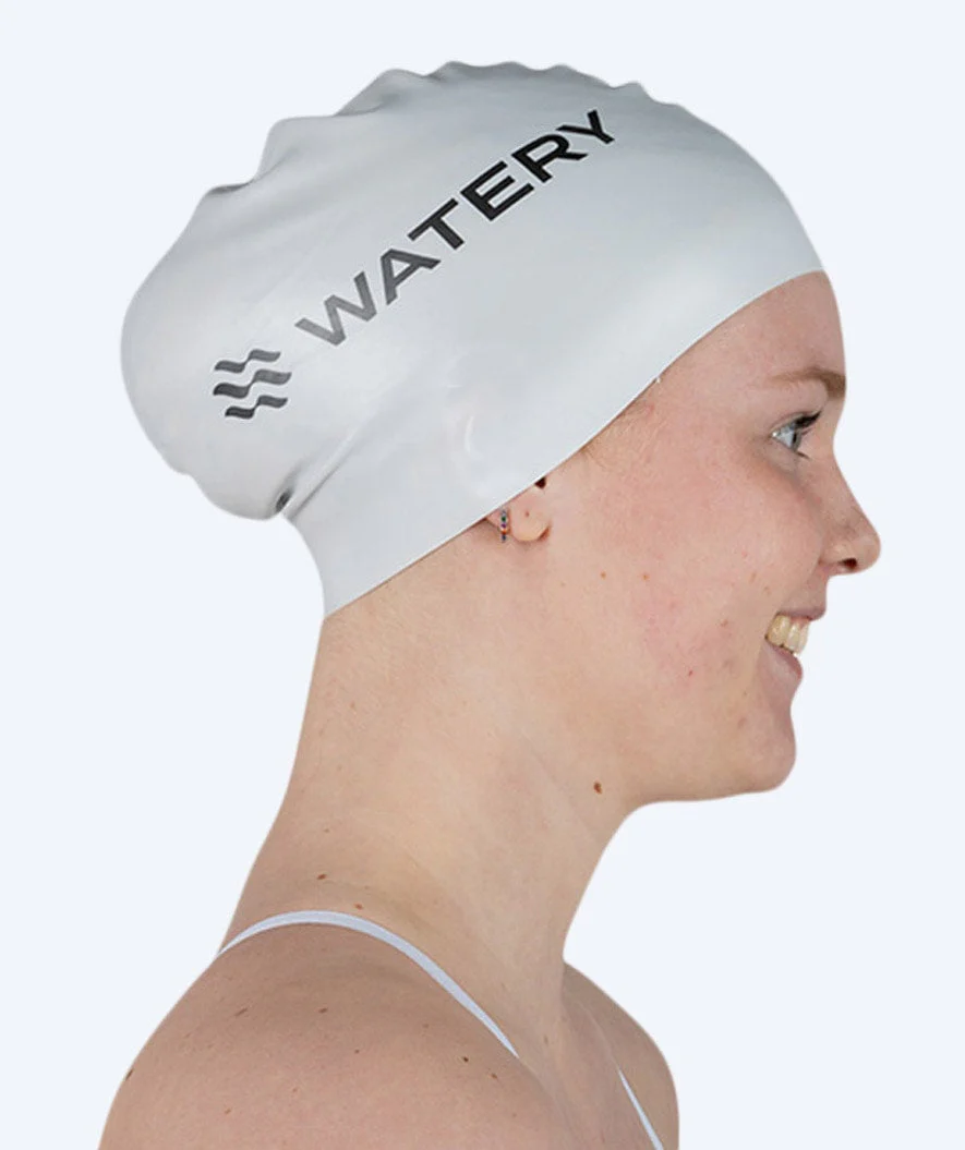 Watery swimming cap for long hair - Signature - White