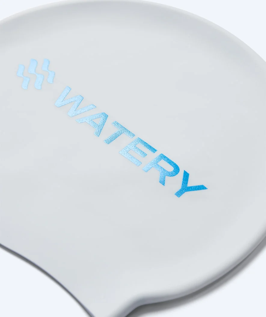Watery swimming cap - Signature Metallic - White/blue - Image 2