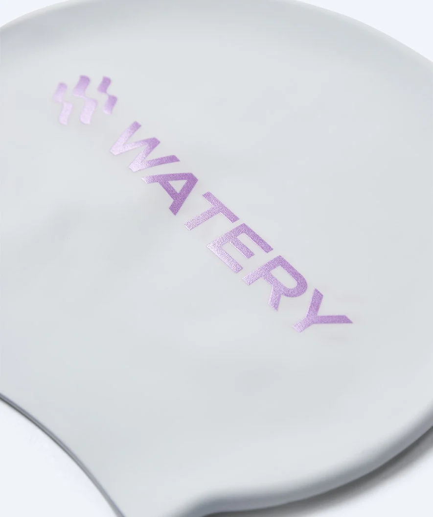Watery swimming cap - Signature Metallic - White/purple - Image 2